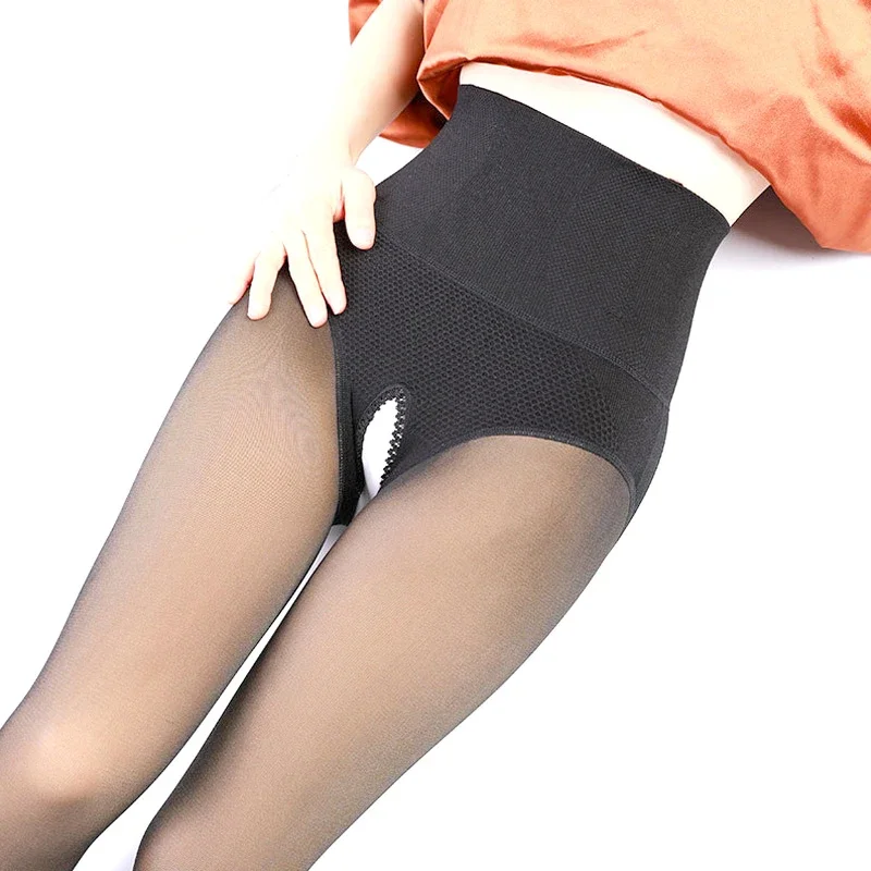 

Tights Leggings Crotch Thermal Pantyhose Stockings Women Winter Female Underwear Open Thick Warm Translucent Tights Sexy Fleece