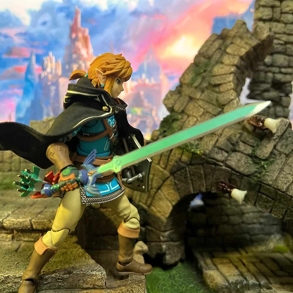 A lenda de zelda figma anime feito à mão link sob medida lágrimas do reino manto construído em fio de ferro é adequado para brinquedos 1/12