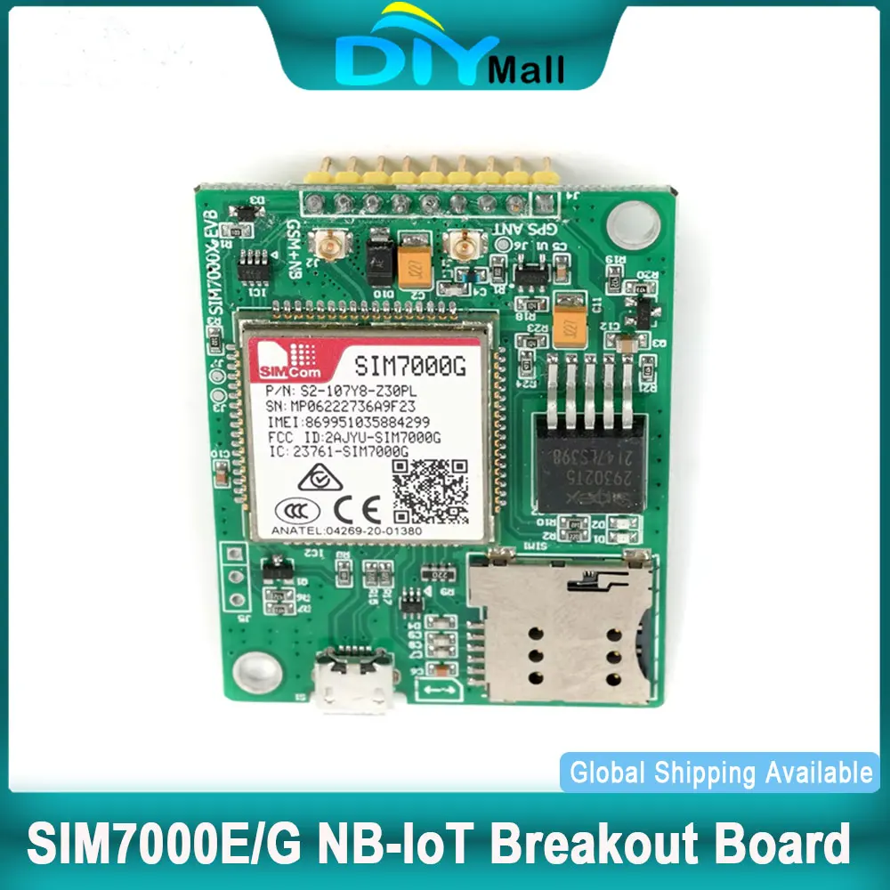 

SIM7000E/G NB-IoT Breakout Board Mini GSM LTE-M GPS Module for Arduino Raspberry Pi IoT & Vehicle Tracking DIY Projects