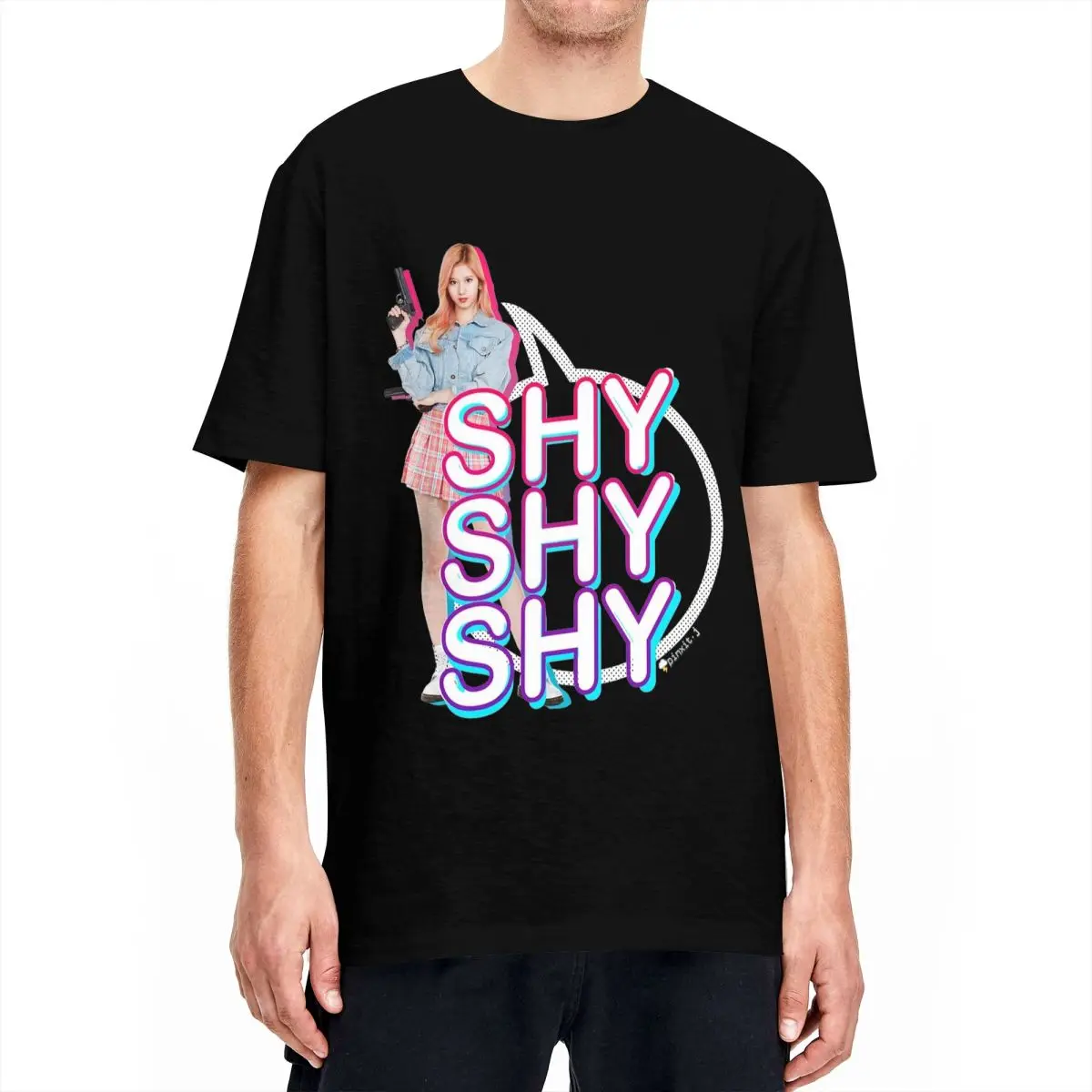 Streetwear TWICE Sana Shy Shy Shy Power Tshirts Men Round Neck Short Sleeve Tops Shirts Cotton Top Tee