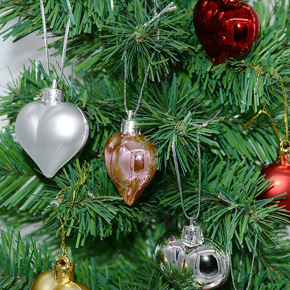 

36 Pcs Hanging Decoration Heart Shaped Decorations Plastic Christmas Tree Ornament