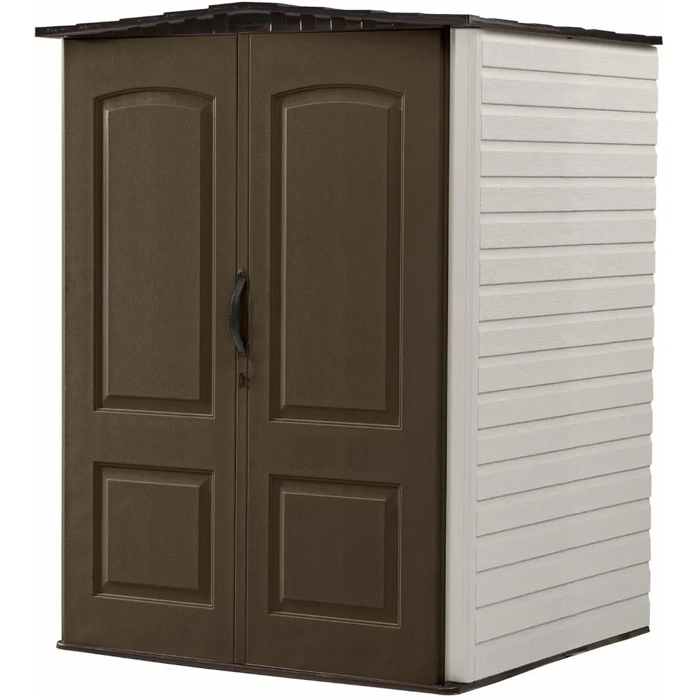 

Medium Vertical Resin Outdoor Storage Shed With Floor (5 x 4 Ft), Weather Resistant, Brown, Organization