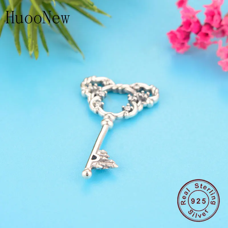 925 Sterling Silver Plant Mickey Shape Key Zirconia Bead Fit Original Brand Charm Bracelet Necklace Making Handmade Berloque