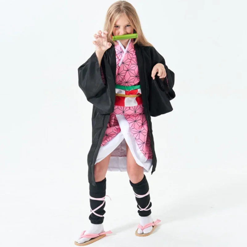 Anime Demon Slayer Kamado Nezuko Cosplay Costume Japanese Anime Carnival Party Adult Uniform Girls Halloween Costume for Kids