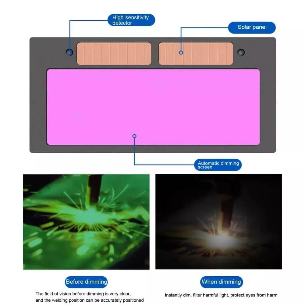 Casque de soudage à grande vue, masque de soudeur, assombrissement automatique, énergie solaire, soudure périphérique, meulage et coupe