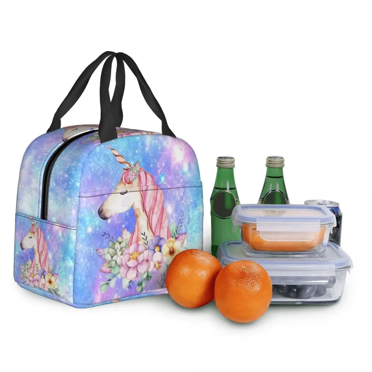 Bolsa de almuerzo con aislamiento de unicornio de dibujos animados para mujer, refrigerador reutilizable, bolsa térmica para el almuerzo, playa, Camping, viaje, Picnic, comida, caja Bento