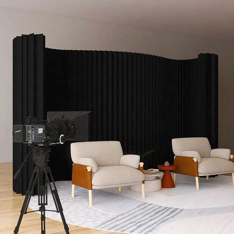Screen Partition Simple Modern Paper Screen Partition Black Office Beauty Salon Folding Mobile Live Broadcast Background