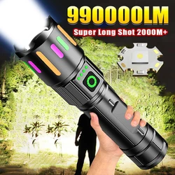 Most Powerful LED Flashlight Rechargeable GT10 LED Flashlights High Power Zoom Torch Long Range Tactical Lantren Camping