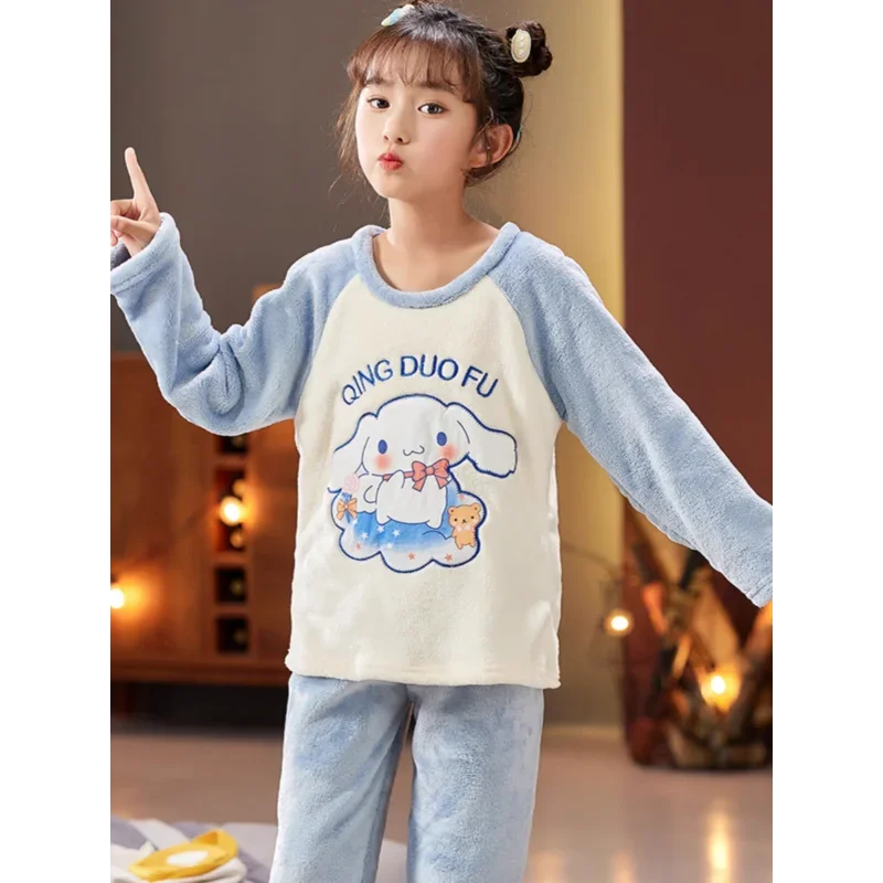 New cartoon Sanrio jade cinnamon dog pajamas winter flannel children\'s suit casual two-piece loungewear women\'s pajamas