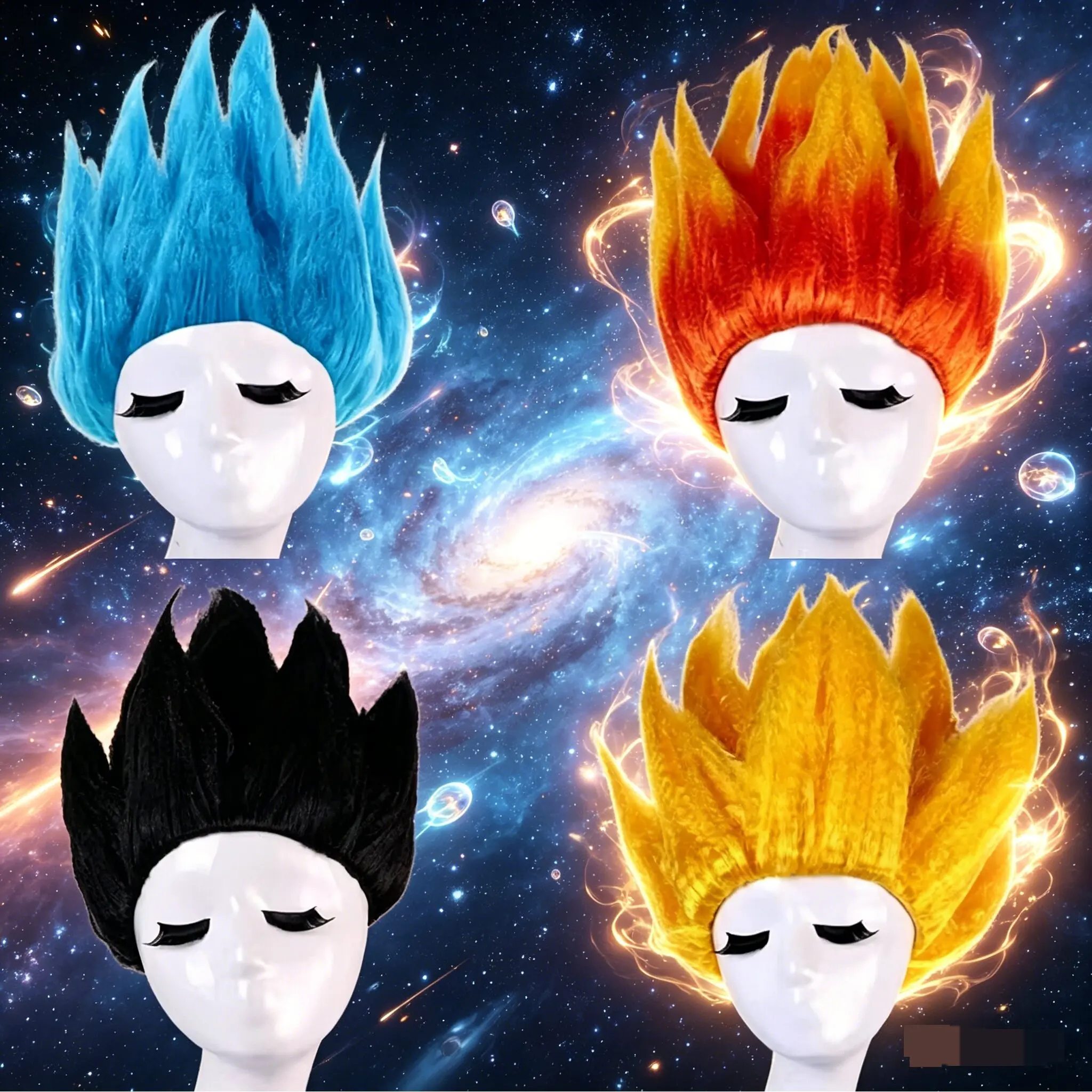 

2026 New Dragon Cosplay Wig Fluffy Golden Hair Wig Kids Halloween Carnival Party Costume Accessories