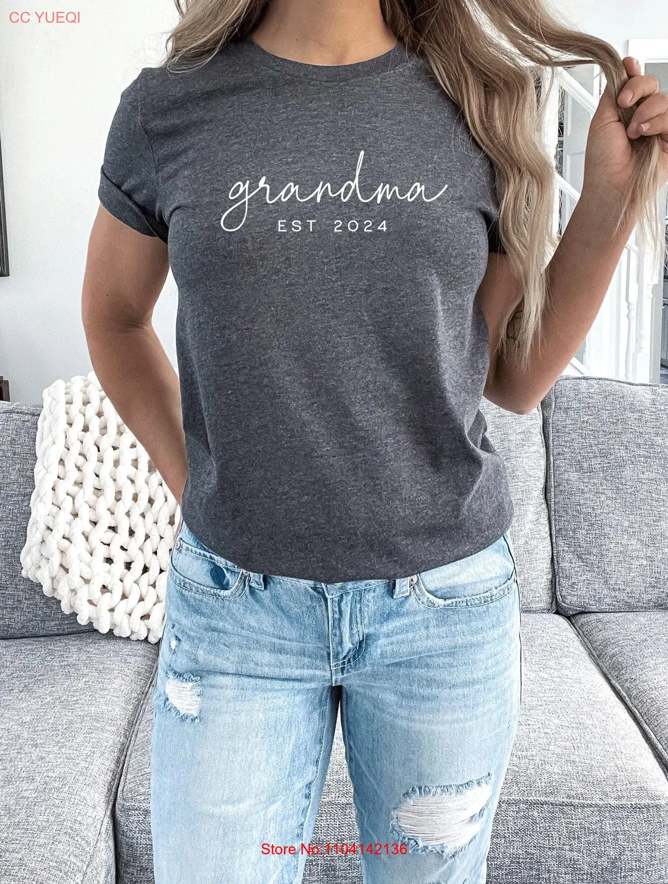 

Персонализированная футболка Grandma EsT GifT ко Дню матери для новой наны с длинными или короткими рукавами