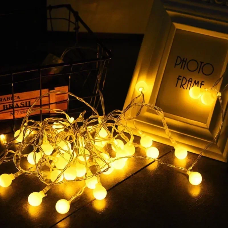 10/20/40/80/100LED كرة بيضاء صغيرة سلسلة أضواء USB/بطارية تعمل بالطاقة إكليل غرفة نوم الزفاف التخييم خيمة عيد الميلاد الديكور
