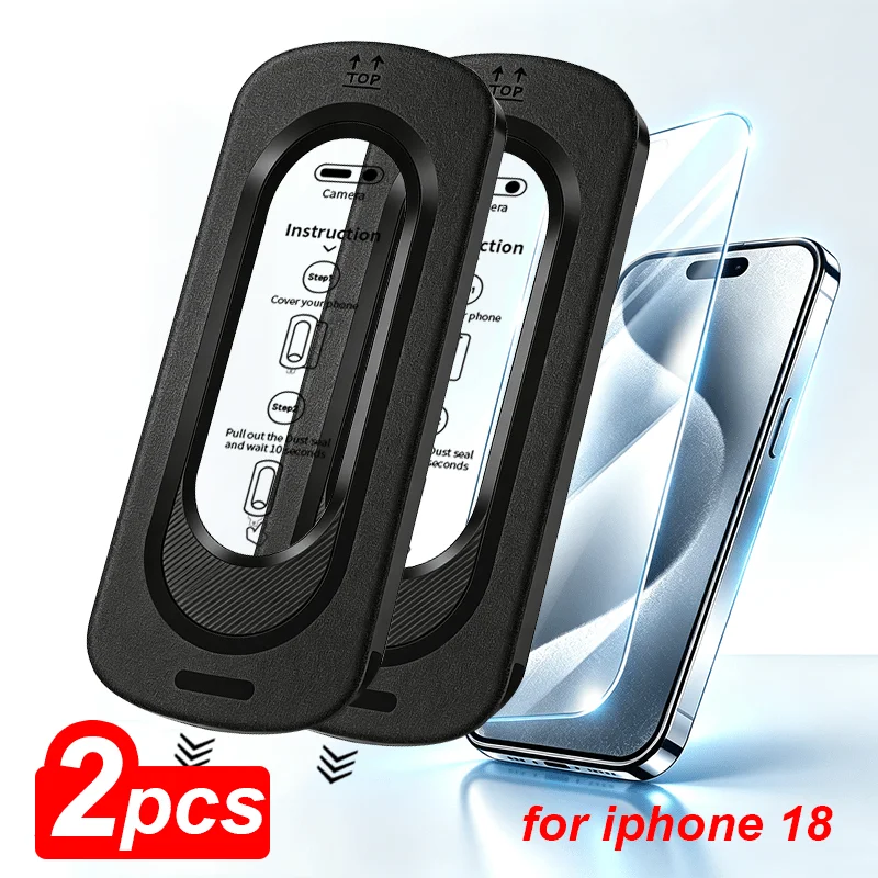 2 Stück Displayschutzfolien aus gehärtetem Glas für iPhone 18promax, 18pro, 18 DUO, unterstützt die Fingerabdruckentsperrung, einfache Anbringung mit nur einem Klick. – Detail 1