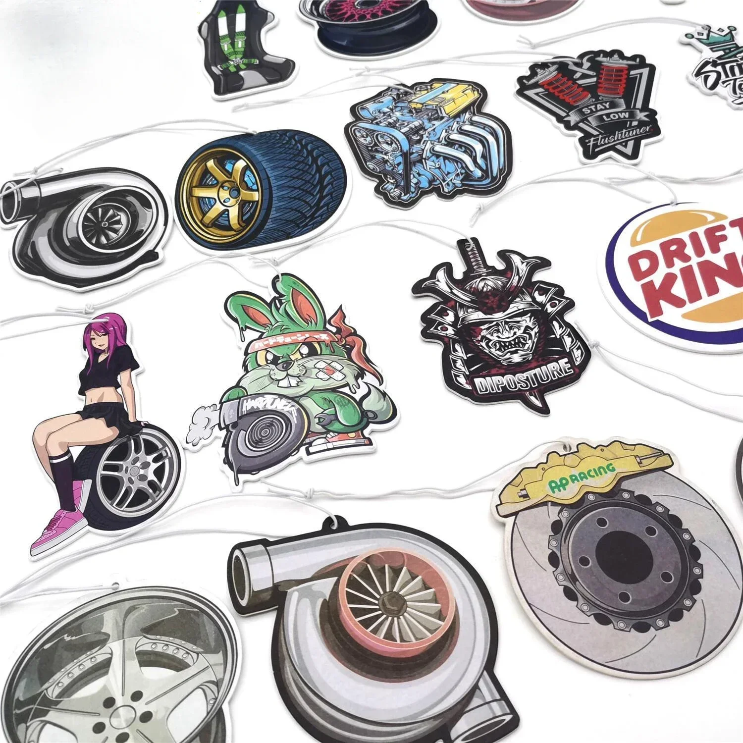 مثير فتاة JDM سيارة معطّر الهواء معلقة مرآة الرؤية الخلفية نكهة العطور توربو قرص فرامل تعديل الثقافة الصلبة ورقة الملحقات #5