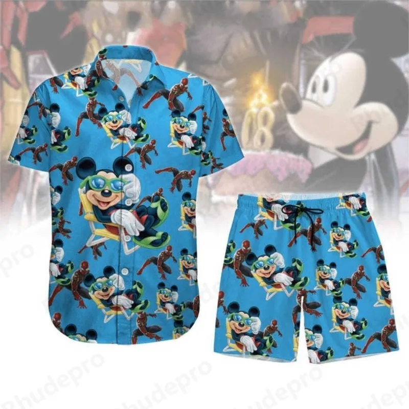 

Disney Mickey Shirt Summer Button Up Men Women Hawaiian Shirt Land Vacation Shirt Trip Short Sleeve Shorts Shirt Suit