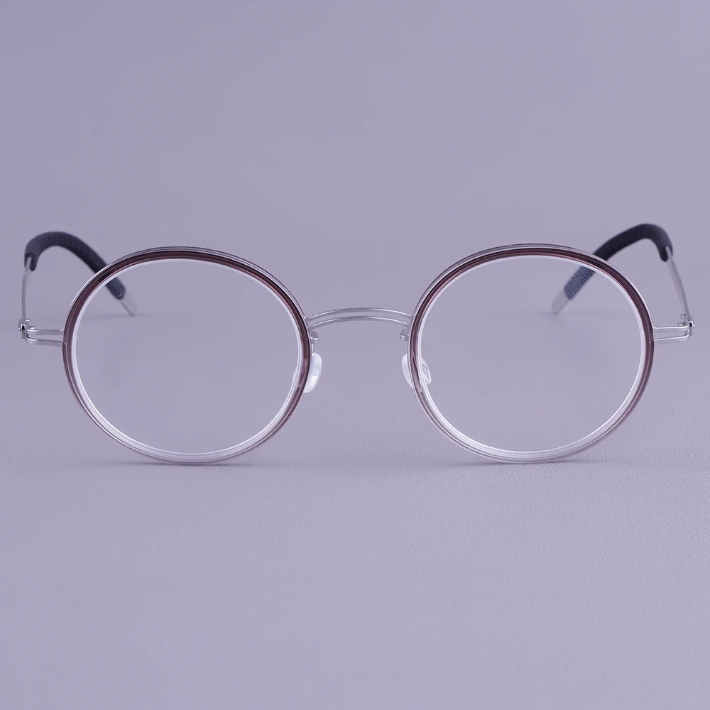 

Classic Round Glasses Frames Titanium Designer Brand Handmade Spectacles Screwless Design Eyeglasses Frame Eyewear Thin Rim Ring