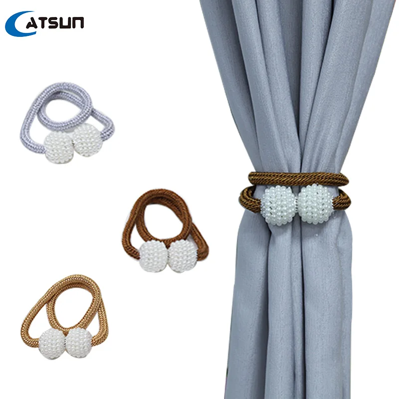 Durable Convenient Magnetic Curtain Tiebacks Window Decorative Weave Rope Indoor Office Window Curtain Buckle