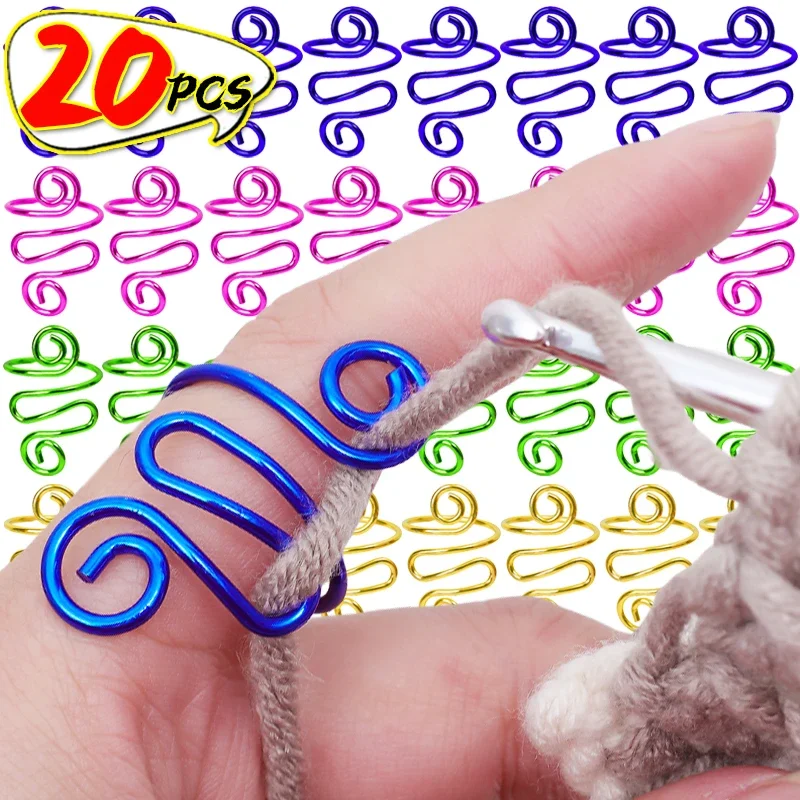 2/20PCS Adjustable Crochet Rings Knitted Tension Hooks ingers Wear Thimble Yarn Guide Ring Portable Knitting Sewing Accessories