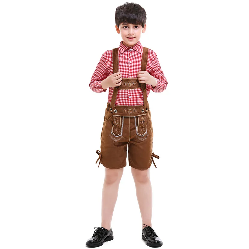 

Children Beer Costume Boy Oktoberfest Lederhosen Beer Pants Rompers Suspenders Outfit Bavaria Beer Party Halloween Fancy Dress