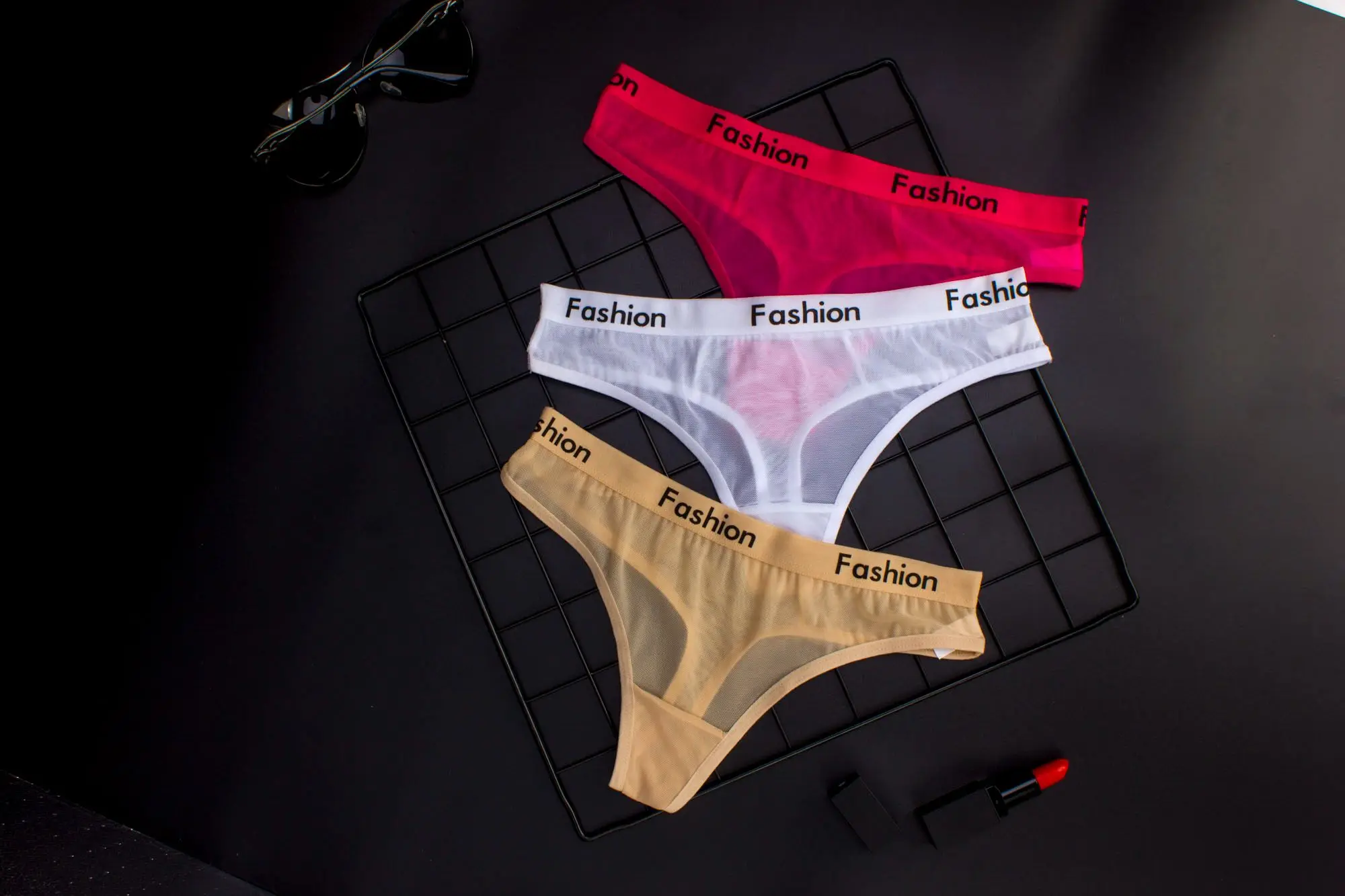 

Sporty Style Ladies Thongs Seamless Cotton Panties Women Underwear Transparent Mesh Briefs