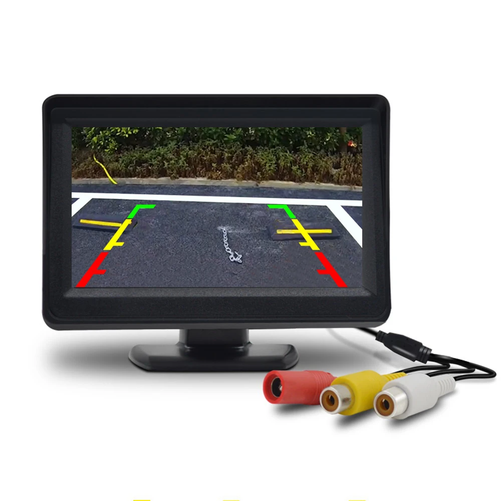 4,3-Zoll-HD-Auto-Display, einfach zu installieren, universelles Rückfahrbild, Maschinen-Armaturenbrett, 12 V, 24 V, Monitor für Fahrzeug-Rückfahrkamera, CCTV