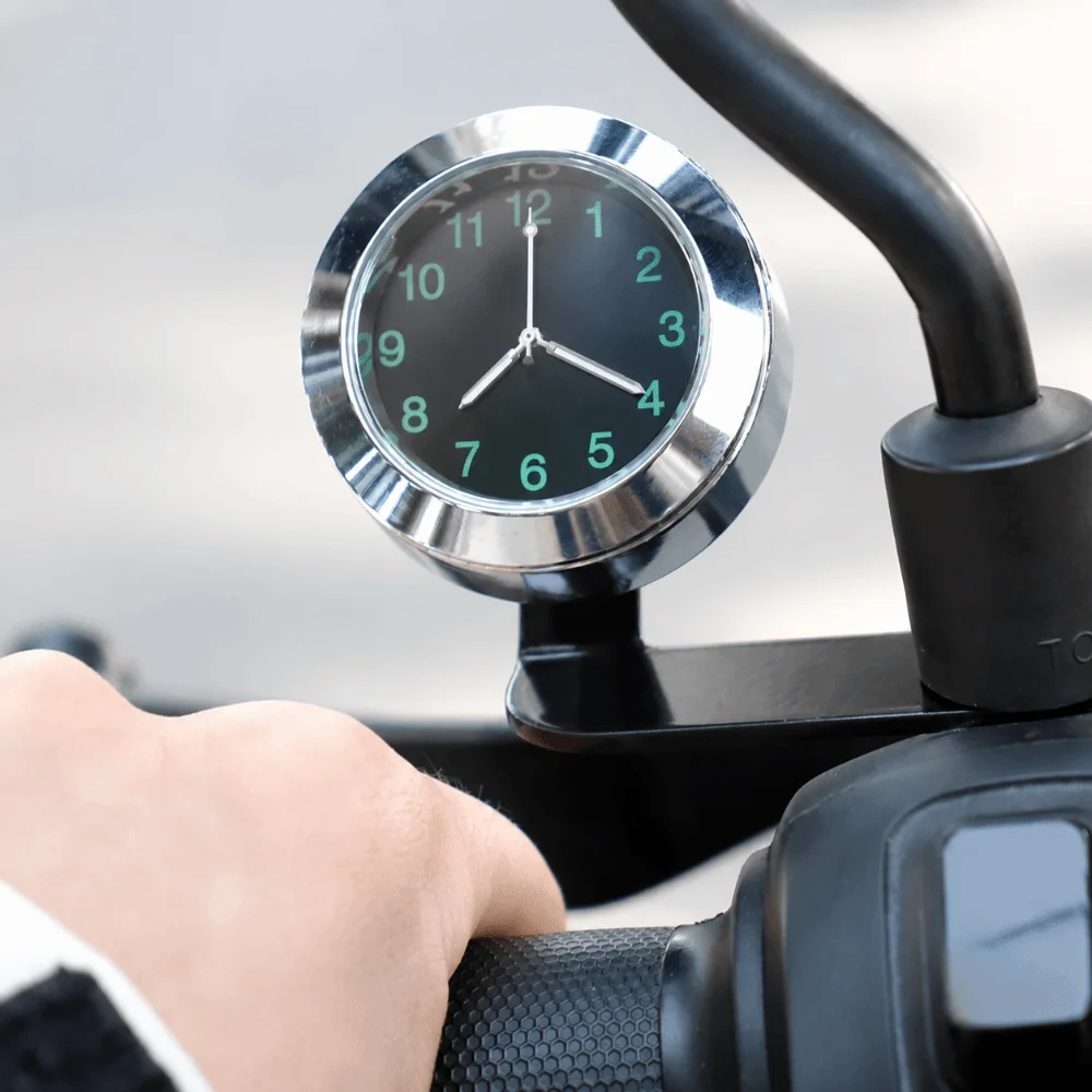 Aluminum Motorcycle Clock Rearview Mirror Mount Luminous Dial Universal Bicycle Clock Waterproof Time Display Moto Clock