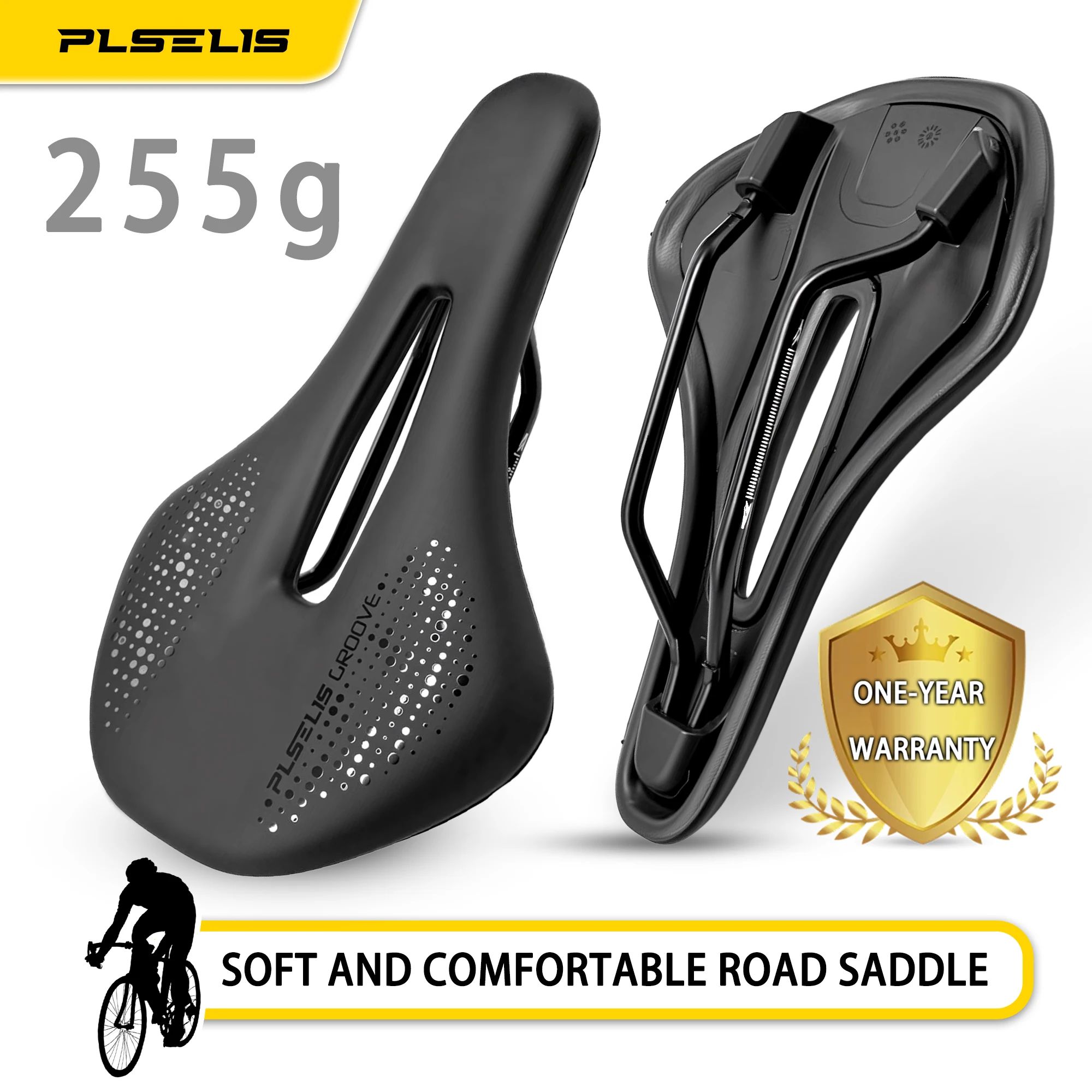 Plselis Rennrad-Rennsattel, 255 g, leicht, weich, bequem, gepolstert, Fahrrad-Sitzteil