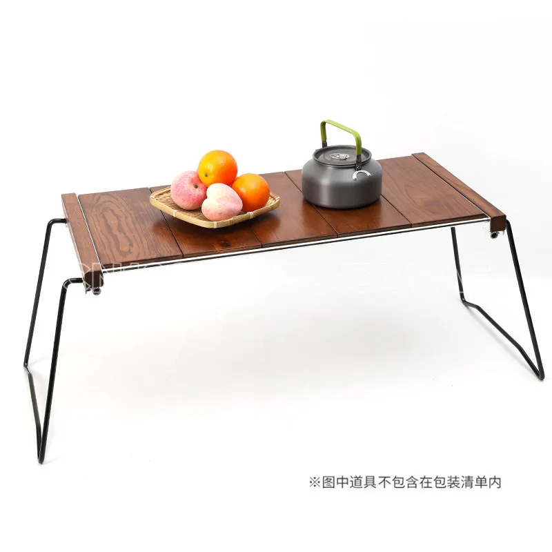 Solid wood outdoor portable black walnut camping IGT table camping dining table barbecue table