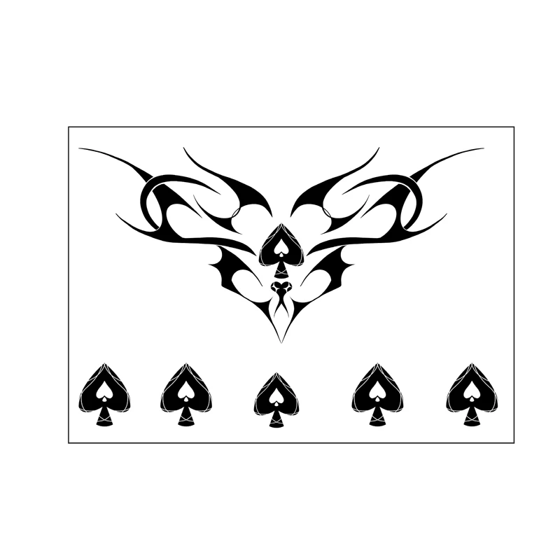 New Spades Q Tattoo Stickers Temporary Stickers Waterproof, Durable Black Solid Color Disposable Stickers Sexy Tattoo Stickers