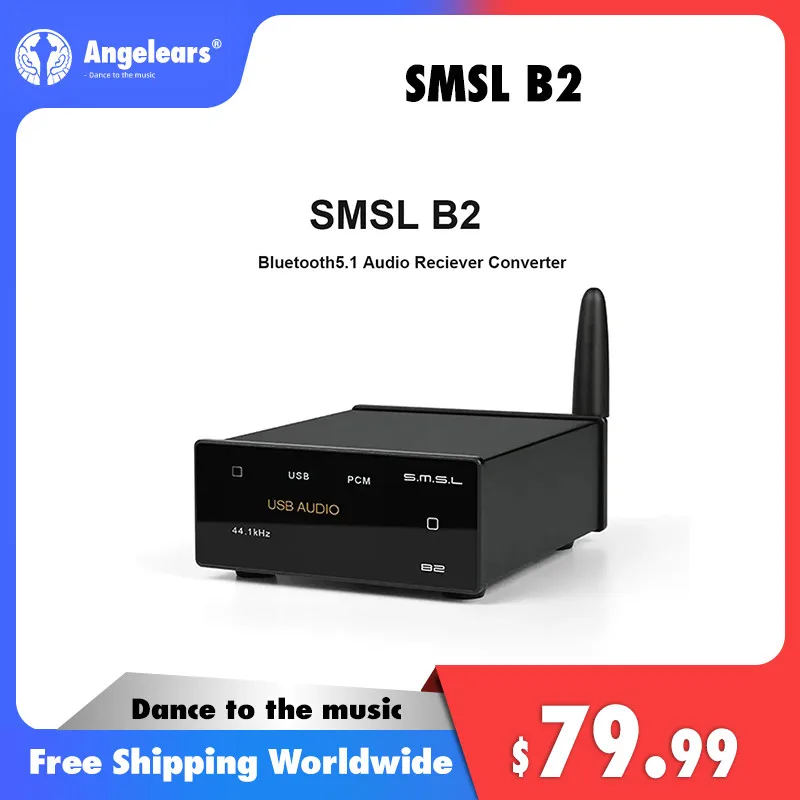 

SMSL B2 Bluetooth5.1 Audio Reciever Converter USB DAC CS43131 Decoding High Gain Bluetooth LDAC SBC AAC APTX/HD apXT_LL aptX