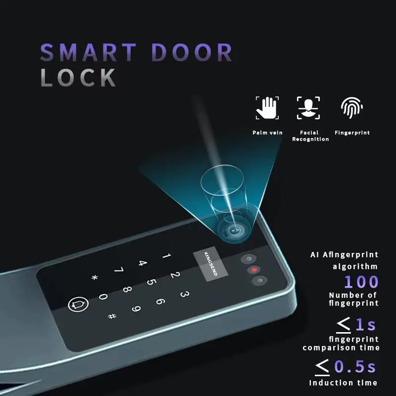 Tuya Security Fully Automatic Smart Lock 3d Face Recognition Biometric Lock Home Fingerprint Password Lock