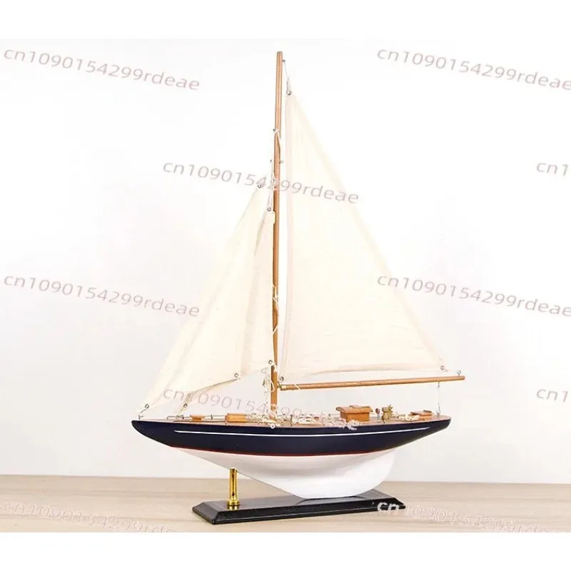 Solid wood sailboat model assembly single pole porch decoration smooth sailing
