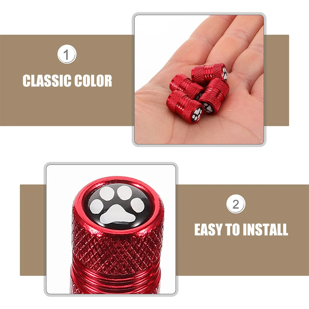 8Pcs Paw Print Metal Tire Valve Stem Caps Car Tire Valve Covers Water Resistant Exterior Accessories for Cars Trucks Motorcycles