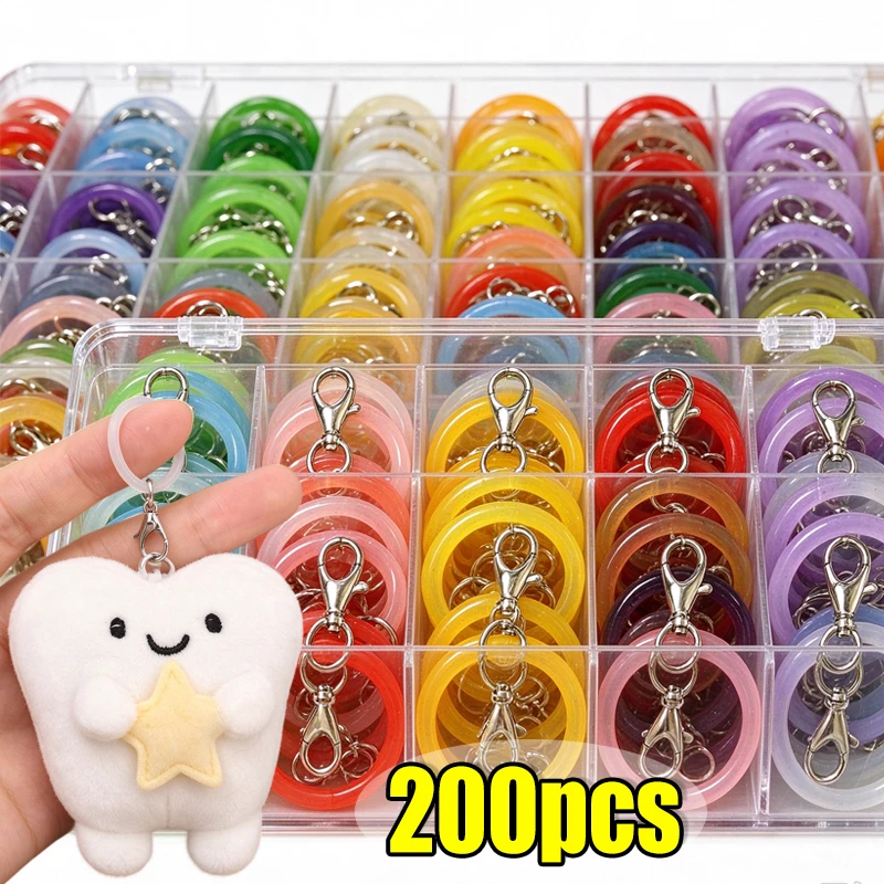 Colourful O‑shaped Silicone Rings Keychain Flexible Rubber Loop Fittings Keyrings for DIY Pendant Bag Charms Key Chain Accessory