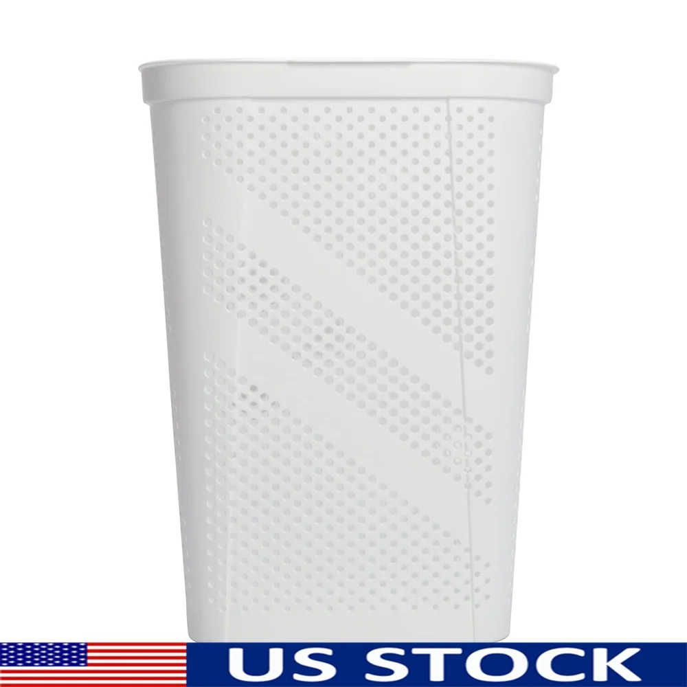 

Durable Plastic Hinged-Lid Laundry Hamper Rectangular Ventilated Design with Side Handles Ideal Home Use All Ages