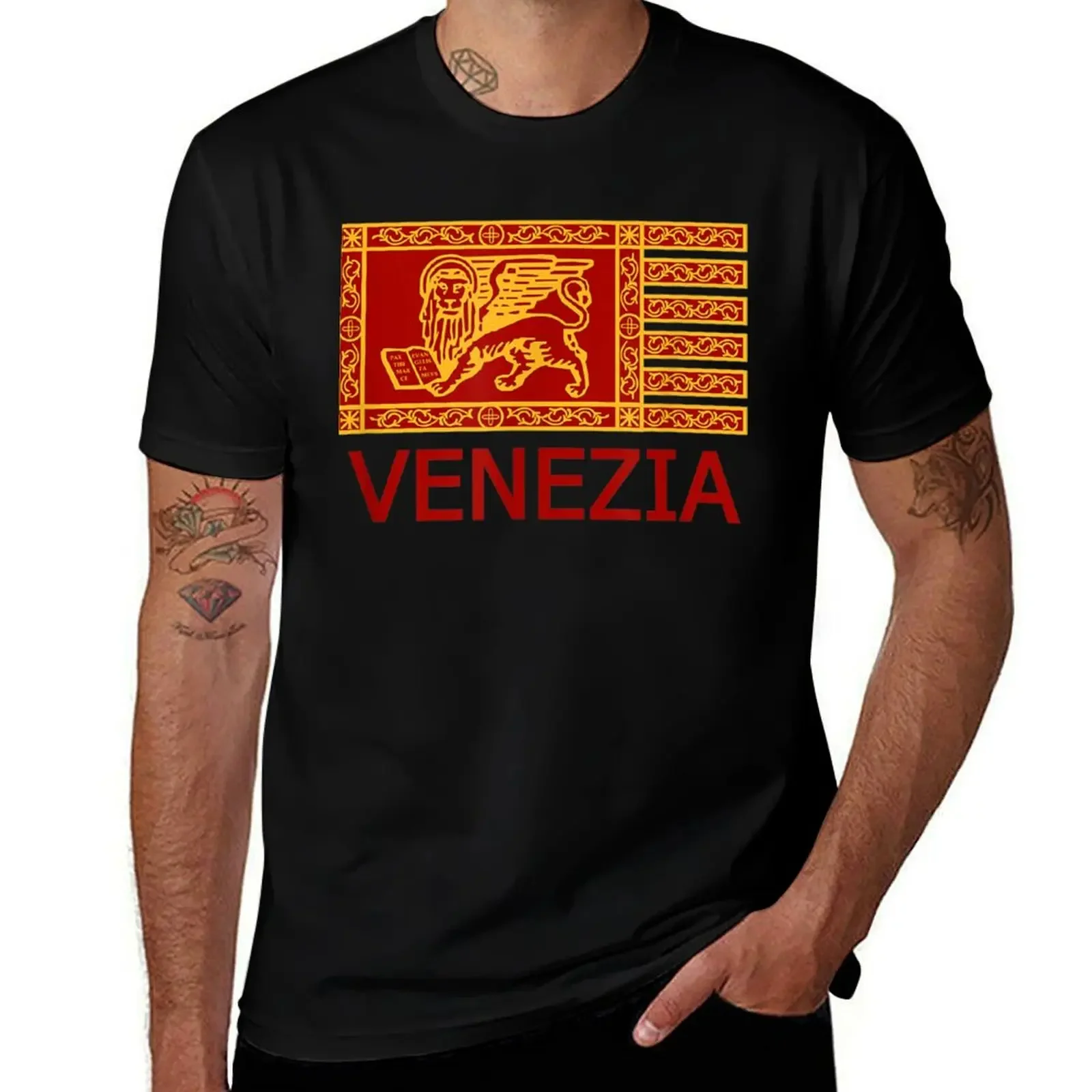 Venezia Flag T-Shirt summer tops blue lock cotton graphic tees t shirts for men cotton