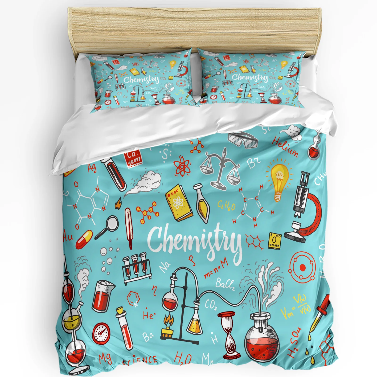 

Chemical Experiment Cartoon Duvet Cover Bed Bedding Set Double Home Textile Quilt Cover Pillowcases Bedroom Bedding Set No Sheet