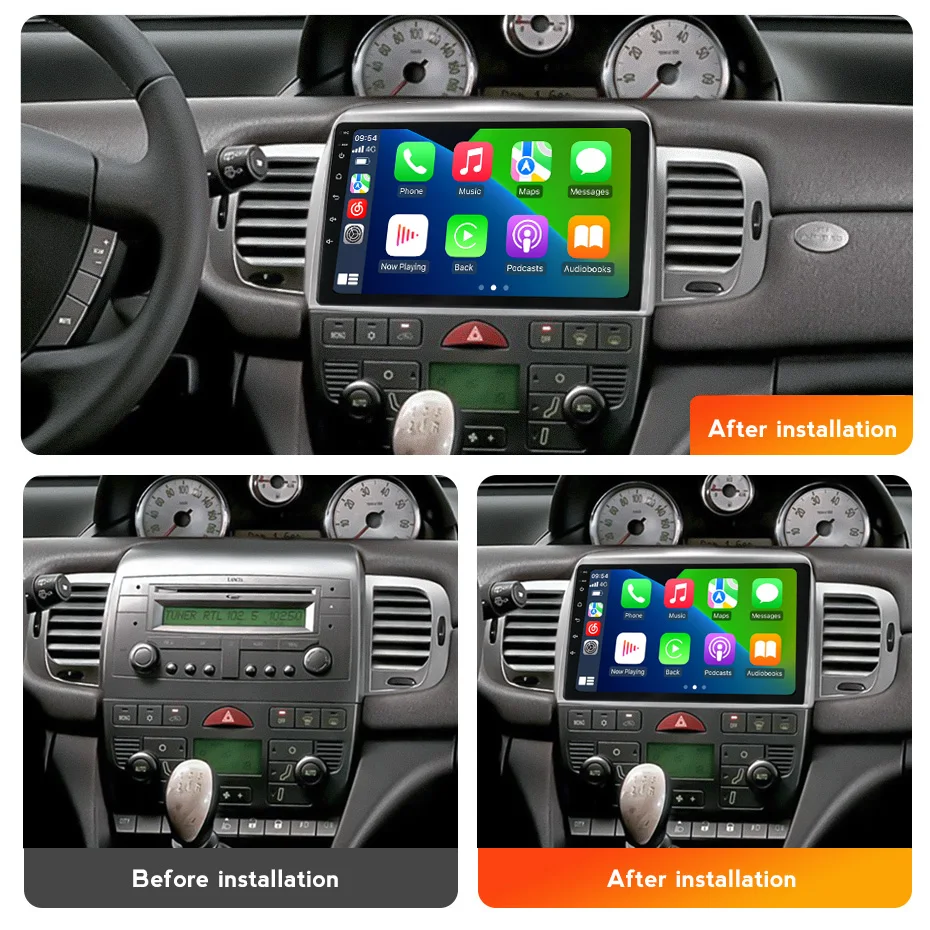 Navifly Car Stereo For Fiat Lancia Ypsilon 2006-2011 SWC IPS Screen Wireless Carplay Android Auto BT FM GPS Multimedia Player