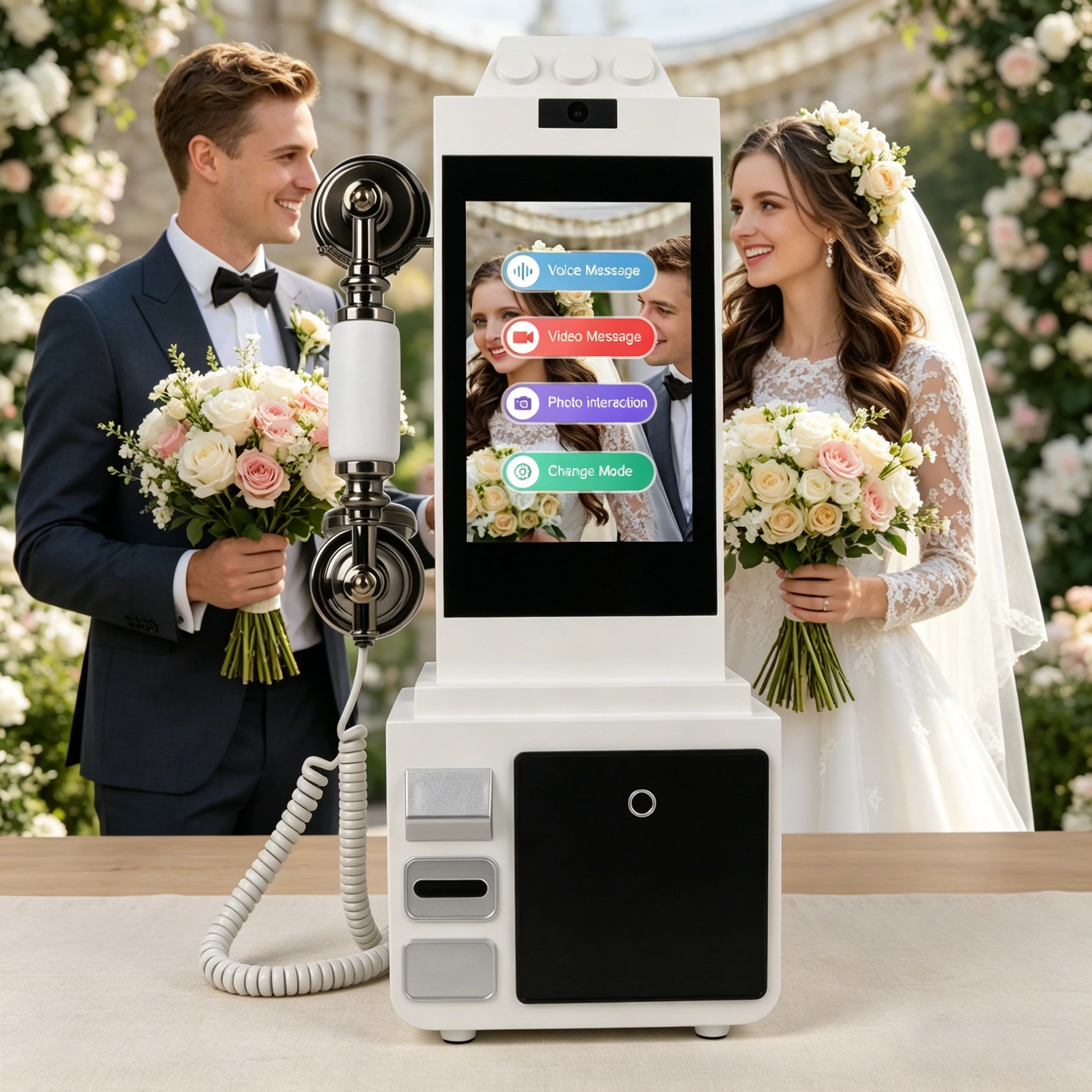 Touch-screen 8'' Audio&Video Guestbook 64GB Phone Recorder Video Guestbook for Wedding Telephone Booth