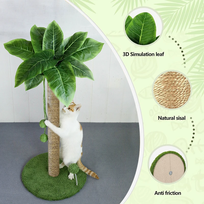 Cat Scratching Post with Premium Sisal Rope,  2 Interactive Dangling Balls and Spring Ball Toys, 24\