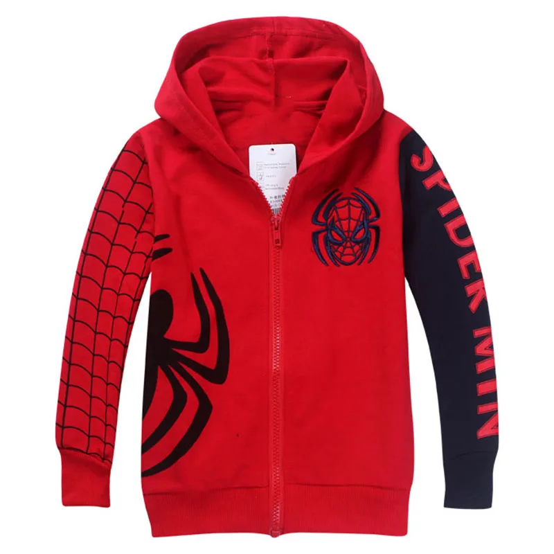 Boys Hoodies Sweatshirts Cartoon Spiderman Kids Outwear Zipper Hooded Clothes Fall 2024 New Spider man Children\'s Clothing