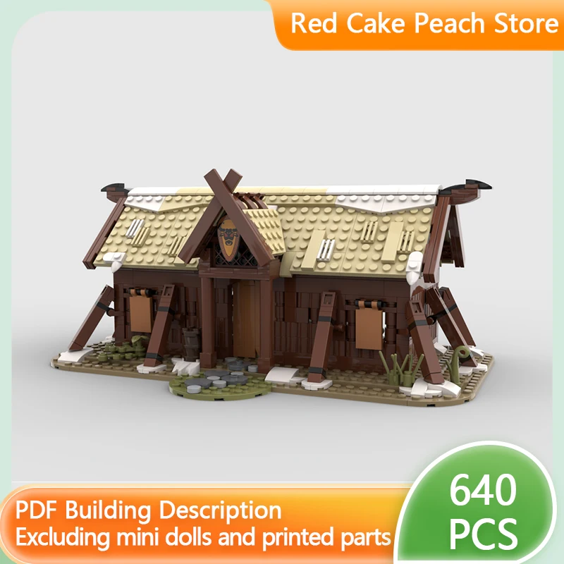 Street View Model MOC Building Bricks Viking Longhouse Wooden House Modular Technology Gifts Holiday Assemble Children Toys Suit