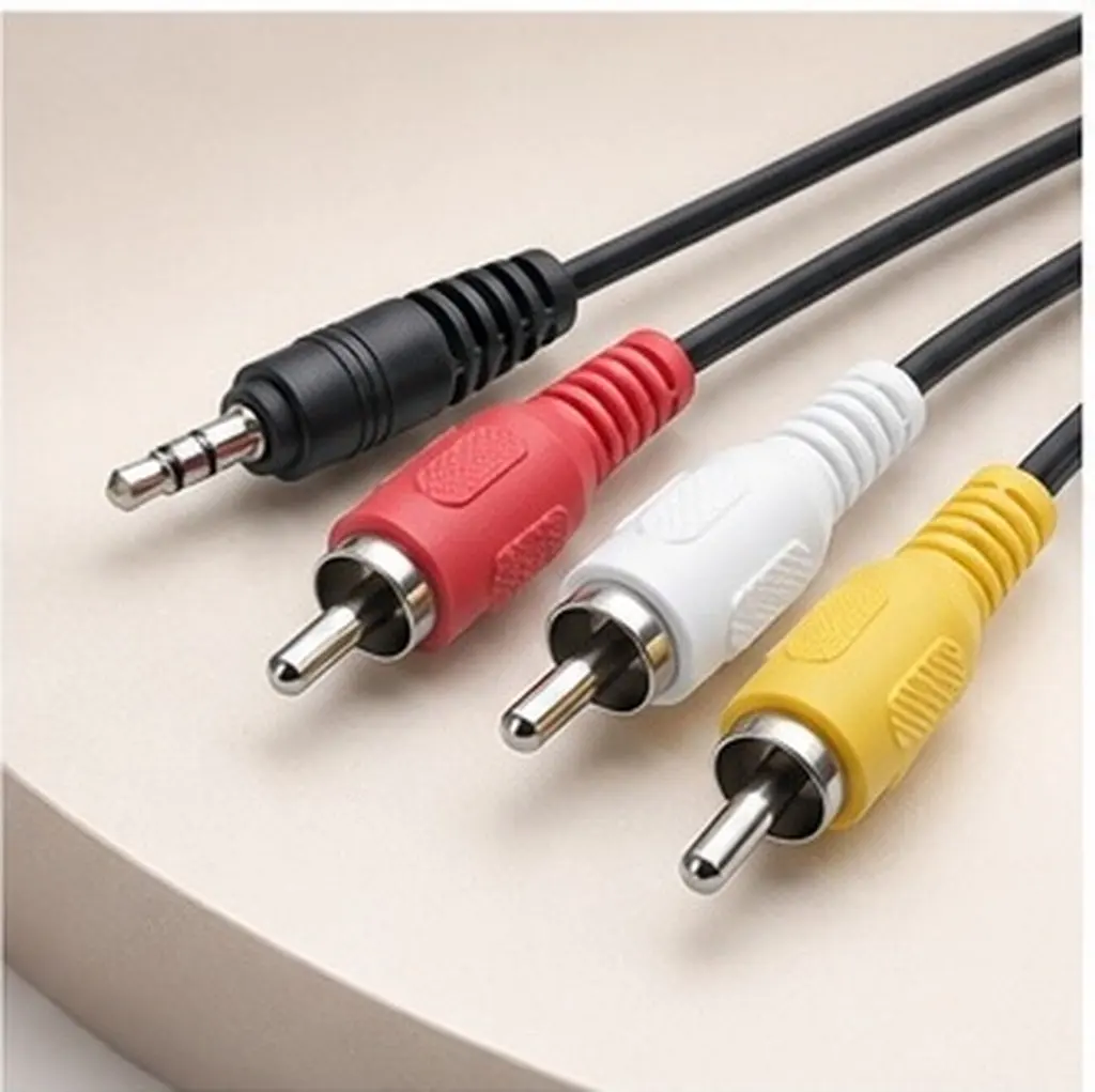 Stereo to 3 RCA AV Cable for Camcorders, VCRs, DVD Players, Satellite TV Boxes, and Input Devices
