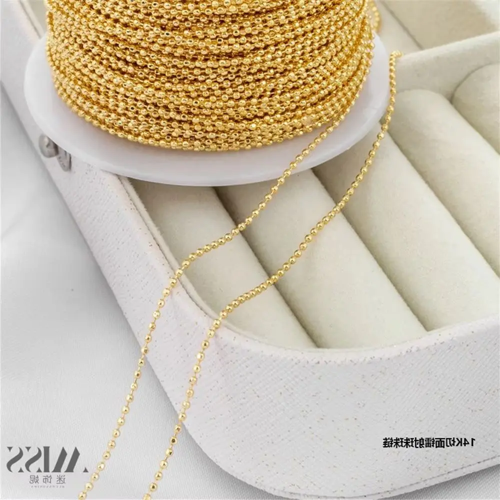 

14K Gold-plated Bead Chain with Laser Bead DIY Accessories, Loose Chain, Handmade Bracelet, Necklace, Jewelry Material