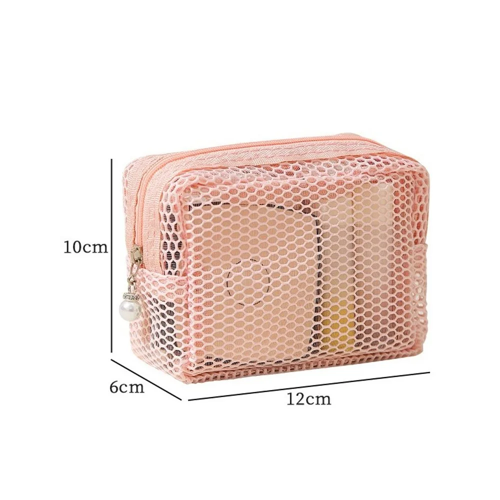 Gifts Portable Mesh Handbag Large capacity Transparent Storage Bag for Travel Cosmetics Storage Tools Drainable Makeup Bag