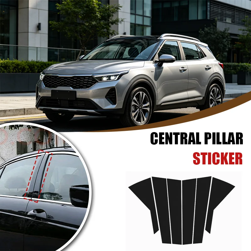 

For Kia Seltos KX3 2019-2023 2020 2021 2022 Carbon Fiber Window Door Column Deal B C Pillar Post Cover Trim Sticker