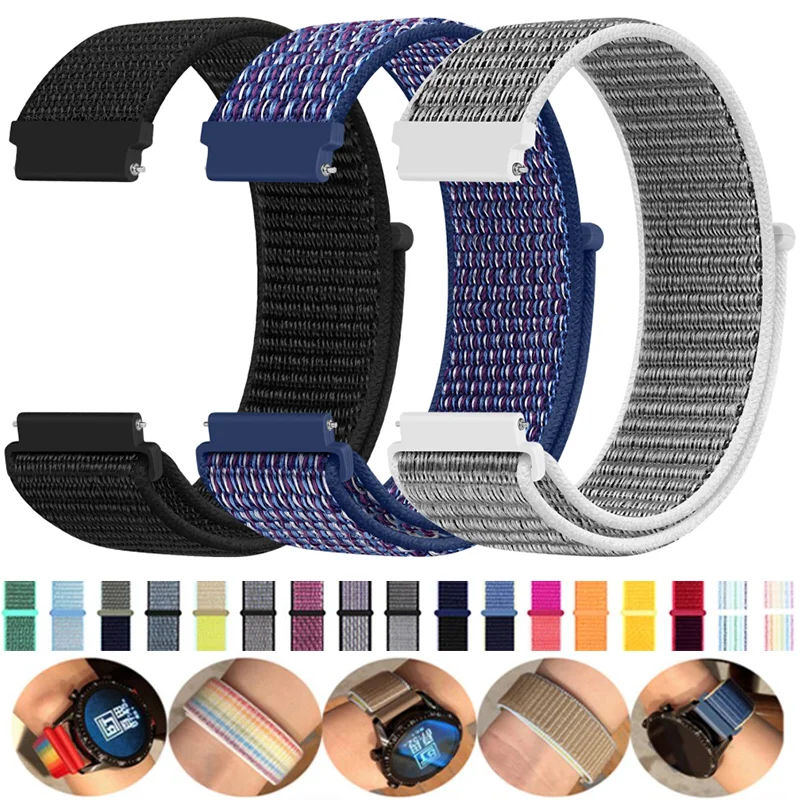 22mm 20mm Strap For Amazfit GTS-GTR-4-3-2-2e-Mini-Pro-stratos 2 correa Sport Nylon loop Bracelet Amazfit bip-U-S-3-pro watchband