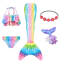 5Pcs Girls Boys Mermaid Tail Without Monofin Costume Cosplay the Little Mermaid Swimsuit Halloween Costume Beach Cloth Swimwear