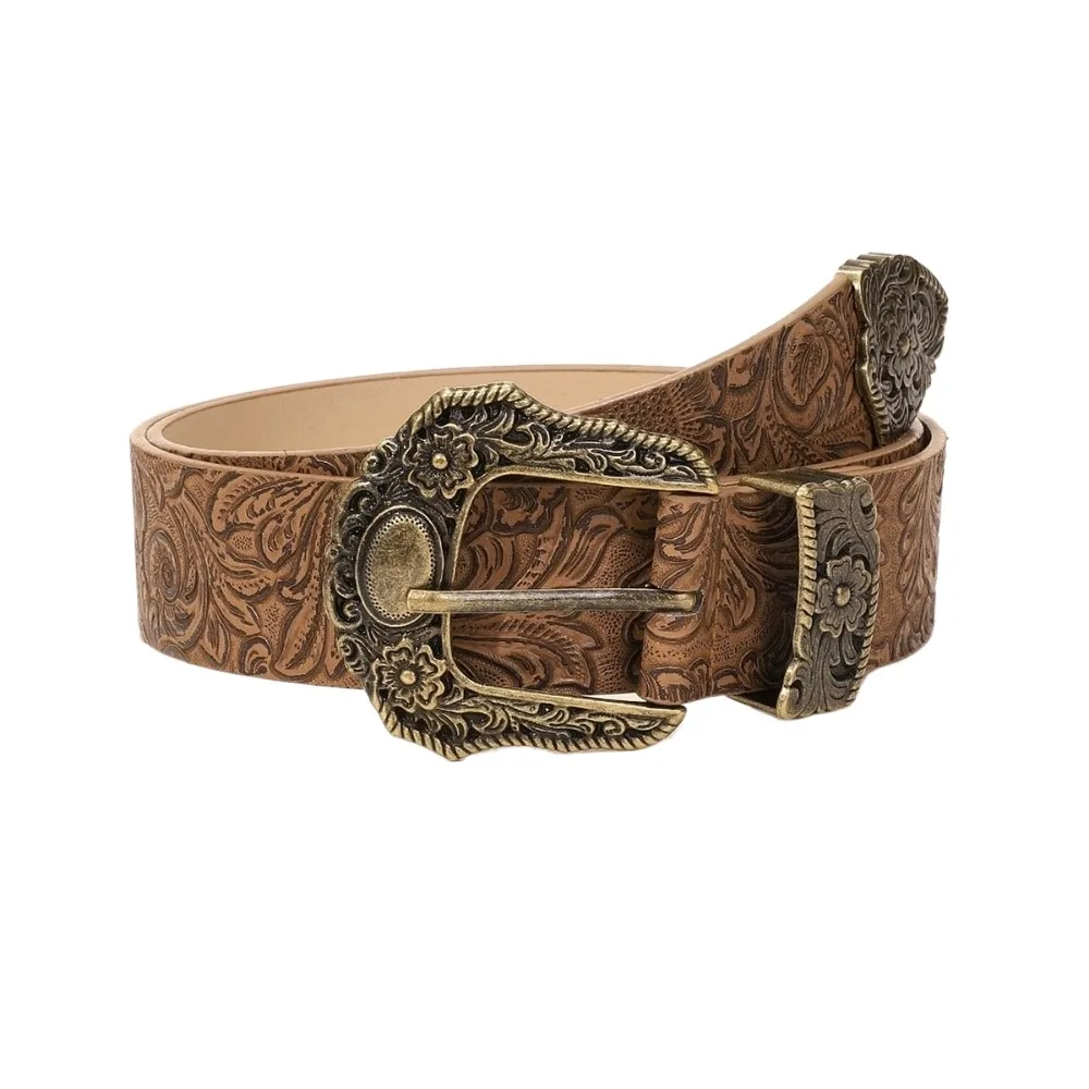 

Fashion Wide Western Cowboy Belt Vintage PU Leather Buckle Belt Retro Casual Waist Belt Men Women