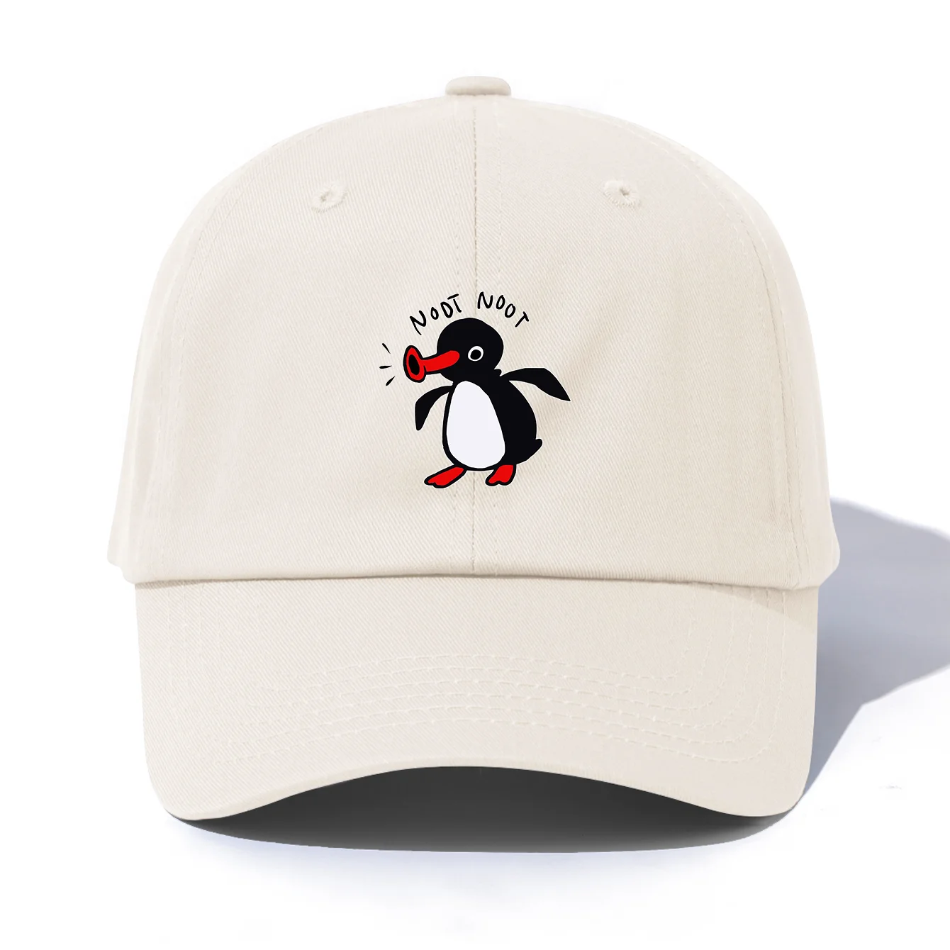 1pc NOOT NOOT Print Baseball Cap for Adults,Minimalist Retro Style Casual Soft Adjustable Dad Hat,Perfect As Gift